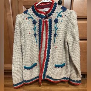 Vintage Marisa Christina Hand Knit Acrylic Floral Sweater